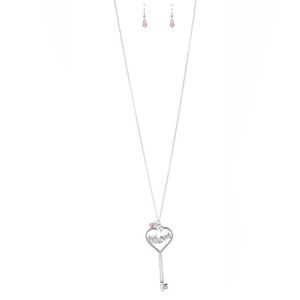 The Key To Mom’s Heart Pink Paparazzi Necklace Vintage Birthday Gift